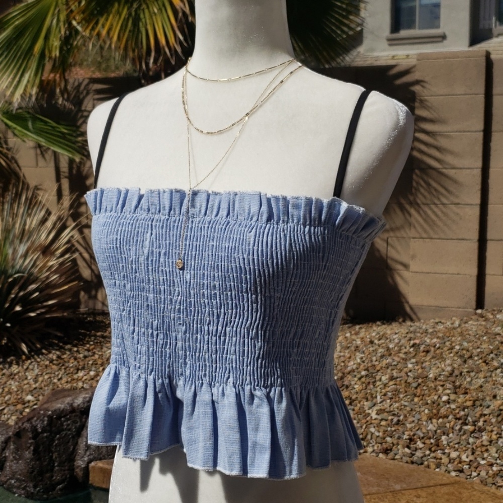 **SOLD** NEW English Factory Cropped Ruffle Tube Top - Picture 2 of 5